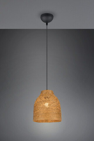 Lustra Joeline, RL, 25x150 cm, 10W, 1x E27, fire de hartie, negru mat/maro