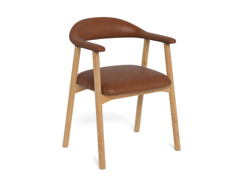 Scaun Addi, Actona, 56x54x75.5 cm, piele ecologica/lemn de stejar, brandy