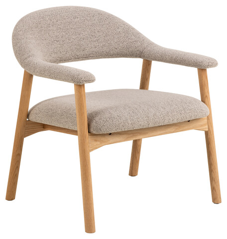 Fotoliu Addi, Actona, 70x70.5x76 cm, tesatura Boucle/lemn de stejar, bej