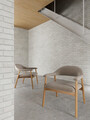 Fotoliu Addi, Actona, 70x70.5x76 cm, tesatura Boucle/lemn de stejar, bej