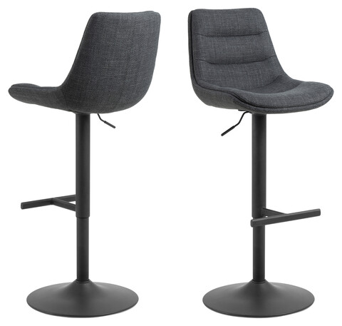 Scaun de bar Adisa, Actona, 47x52.5x95 cm, rotativ, tesatura structurata/otel, gri inchis