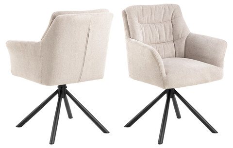 Scaun Alonso, Actona, 64x60.5x85.5 cm, rotativ, tesatura structurata/otel, bej