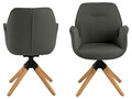 Scaun Aura, Actona, 60.5x58.5x91 cm, rotativ, poliester/lemn de cauciuc, gri inchis/natural