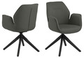 Scaun Aura, Actona, 60.5x58.5x91 cm, rotativ, poliester/lemn de cauciuc, gri inchis/negru