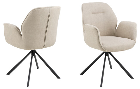 Scaun Aura, Actona, 62x61x90 cm, rotativ, tesatura structurata/otel, bej