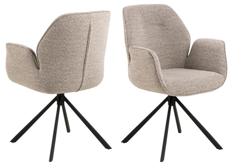 Scaun Aura, Actona, 62x61x90 cm, rotativ, tesatura Boucle/otel, bej