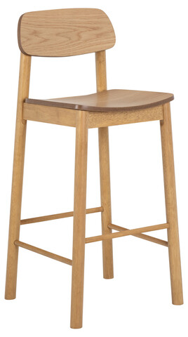 Scaun de bar Barlow, Actona, 43.5x46.5x105 cm, lemn de cauciuc, stejar mat