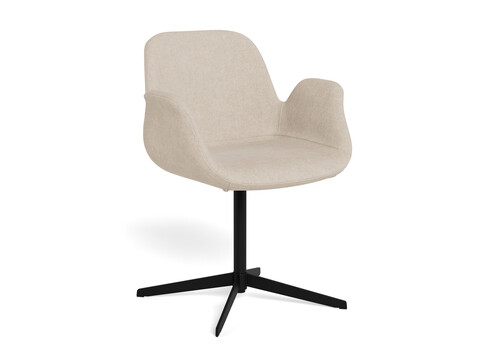 Scaun Beth, Actona, 57.5x55x81 cm, rotativ, poliester/otel, bej nisip