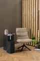 Fotoliu Blizzard, Actona, 70x80x98 cm, rotativ, tesatura Chenille/otel, bej