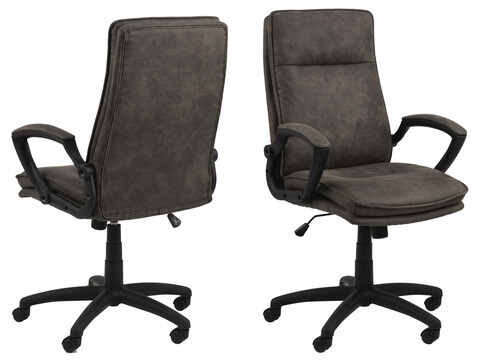 Scaun de birou Brad, Actona, 67x69.5x115 cm, rotativ, poliester/nailon, antracit