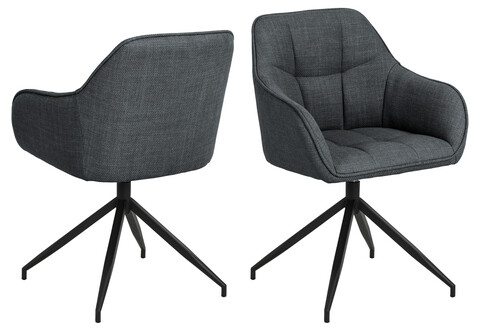 Scaun Brenda, Actona, 58x54.5x84.5 cm, rotativ, tesatura structurata/otel, gri inchis