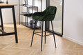 Scaun de bar Brooke, Actona, 52x53x104 cm, catifea/otel, verde forest