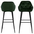Scaun de bar Brooke, Actona, 52x53x104 cm, catifea/otel, verde forest