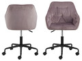 Scaun de birou Brooke, Actona, 59x58.5x88.5 cm, rotativ, catifea/otel, roz pudrat