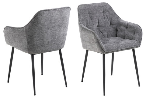 Scaun Brooke, Actona, 58x55x83 cm, tesatura Chenille/otel, antracit