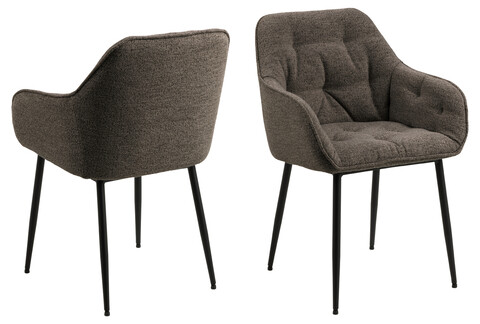 Scaun Brooke, Actona, 58x55x83 cm, tesatura Boucle/otel, grej