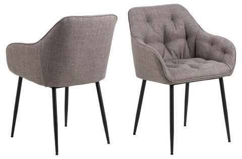 Scaun Brooke, Actona, 58x55x83 cm, tesatura structurata/otel, gri maro deschis