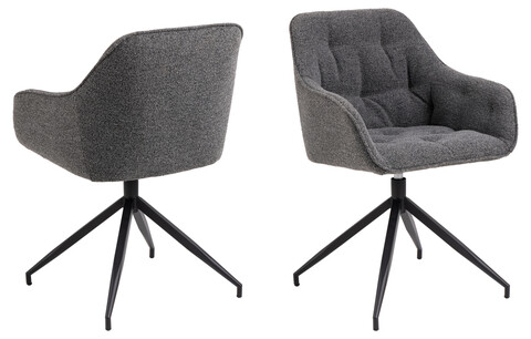 Scaun Brooke, Actona, 57x54.5x82 cm, rotativ, tesatura Boucle/otel, antracit