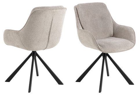 Scaun Carrie, Actona, 58.5x64x87.5 cm, rotativ, tesatura structurata/otel, bej nisip