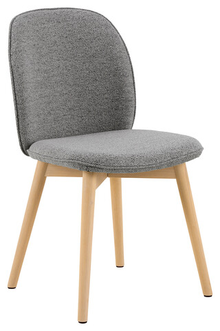 Scaun Cindy, Actona, 49x56x89 cm, tesatura Boucle/lemn de stejar, gri