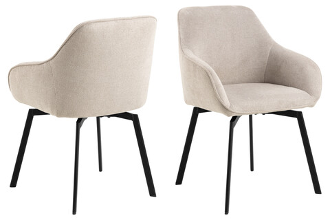 Scaun Clara, Actona, 58.5x55.5x83.5 cm, rotativ, tesatura structurata/otel, bej