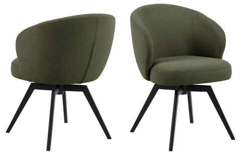 Scaun Darlene, Actona, 58.5x60x80 cm, rotativ, tesatura structurata/otel, verde