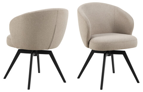 Scaun Darlene, Actona, 58.5x60x80 cm, rotativ, tesatura structurata/otel, bej