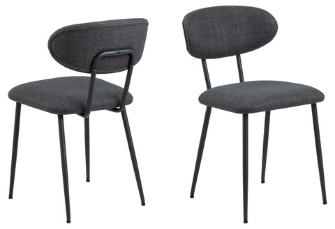 Scaun Denise, Actona, 43.5x53x78.5 cm, tesatura structurata/otel, gri inchis