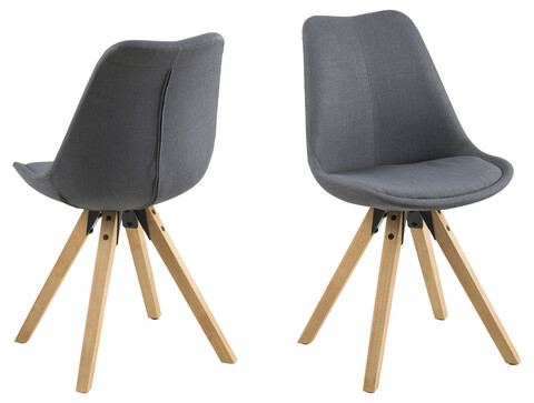 Scaun Dima, Actona, 48.5x55x85 cm, poliester/lemn de cauciuc, gri inchis