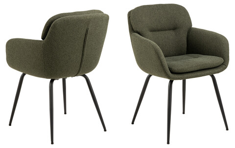 Scaun Dora, Actona, 58x59x84 cm, tesatura structurata/otel, verde