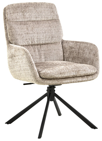 Scaun Edgar, Actona, 61x67x94 cm, rotativ, tesatura Chenille/otel, bej