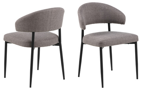 Scaun Edina, Actona, 56x55x77 cm, tesatura structurata/otel, gri maro deschis