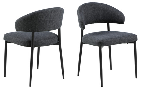 Scaun Edina, Actona, 56x55x77 cm, tesatura structurata/otel, gri inchis