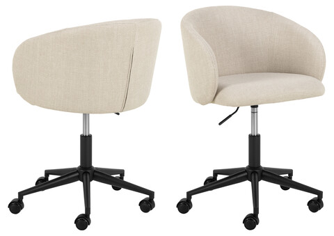 Scaun de birou Eleanor, Actona, 56x57x83 cm, rotativ, tesatura structurata/otel, bej