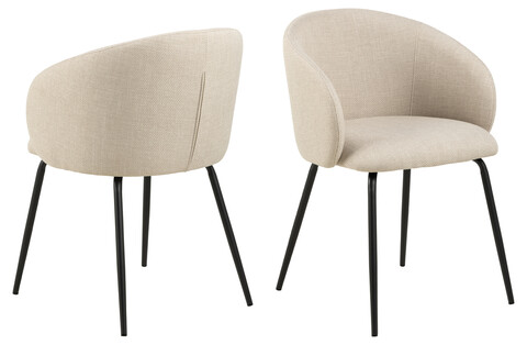 Scaun Eleanor, Actona, 55.5x55x79 cm, tesatura structurata/otel, bej/negru mat