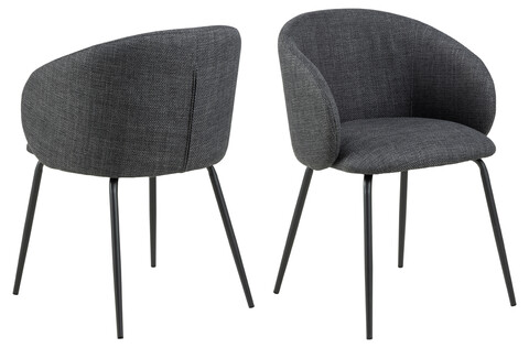 Scaun Eleanor, Actona, 55.5x55x79 cm, tesatura structurata/otel, gri inchis