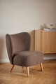 Fotoliu Elmont, Actona, 71x75x80 cm, plus teddy/lemn de stejar, maro