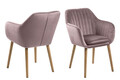 Scaun Emilia, Actona, 57x61x83 cm, catifea/lemn de stejar, roz pudrat