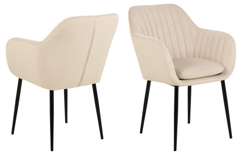 Scaun Emilia, Actona, 57x61x83 cm, catifea/otel, bej nisip