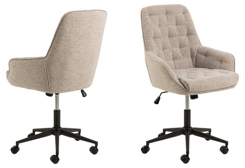 Scaun de birou Erik, Actona, 60x67.5x106 cm, rotativ, tesatura Boucle/otel, bej