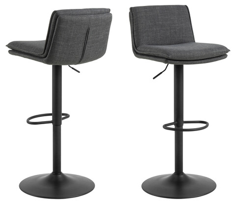 Scaun de bar Flynn, Actona, 44x53x107 cm, rotativ, tesatura structurata/otel, gri inchis