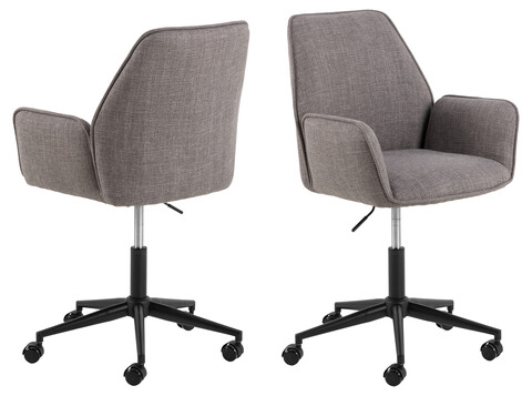 Scaun de birou Glenda, Actona, 59.5x61.5x99 cm, rotativ, tesatura structurata/otel, gri maro deschis