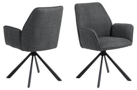 Scaun Glenda, Actona, 61x63x88.5 cm, rotativ, tesatura structurata/otel, gri inchis