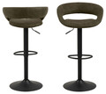 Scaun de bar Grace, Actona, 54.5x48.5x101 cm, rotativ, poliester/otel, verde olive