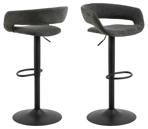 Scaun de bar Grace, Actona, 54.5x48.5x101 cm, rotativ, poliester/otel, gri inchis