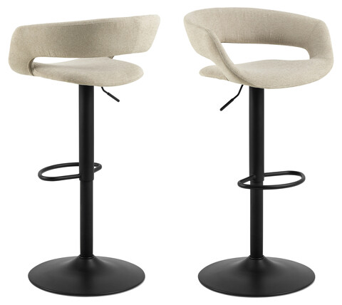 Scaun de bar Grace, Actona, 54.5x48.5x101 cm, rotativ, poliester/otel, bej nisip