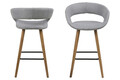 Scaun de bar Grace, Actona, 55x46x88.5 cm, poliester/lemn de stejar, gri deschis