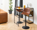Scaun de bar Oregon, Actona, 47x51x110 cm, rotativ, piele ecologica/otel, brandy