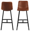 Scaun de bar Oregon, Actona, 46.5x50x103 cm, piele ecologica/otel, brandy retro