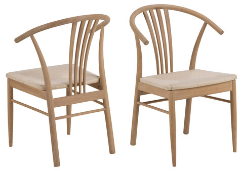 Scaun York, Actona, 54x54x83 cm, lemn de stejar, natural/alb murdar